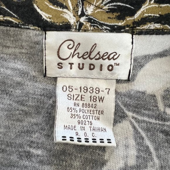 Chelsea Studio Size 18W Floral Knit Sleeveless Button Front Collar Shirt Dress - Picture 9 of 10